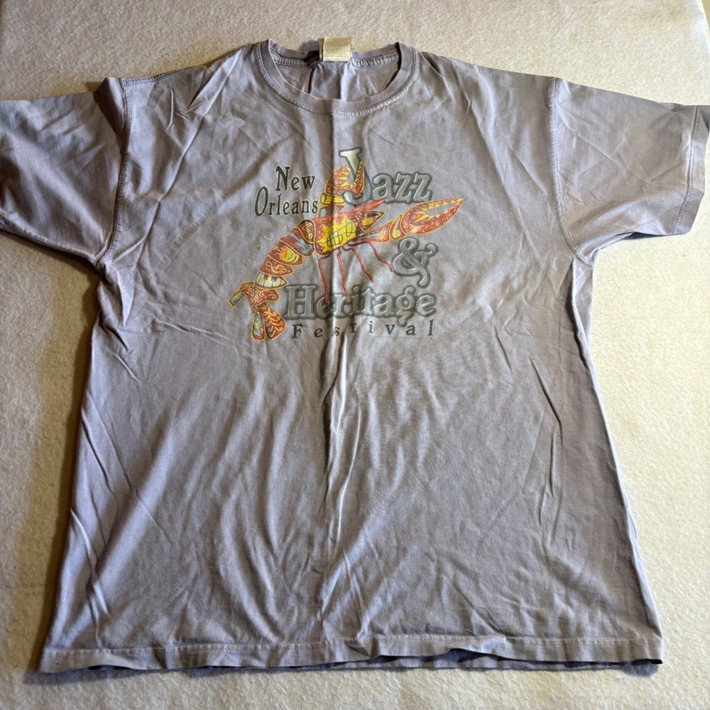 VTG New Orleans Jazz & Heritage Festival T-Shirt Jerzees Activewear Mens L 2002‎